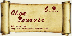Olga Monović vizit kartica